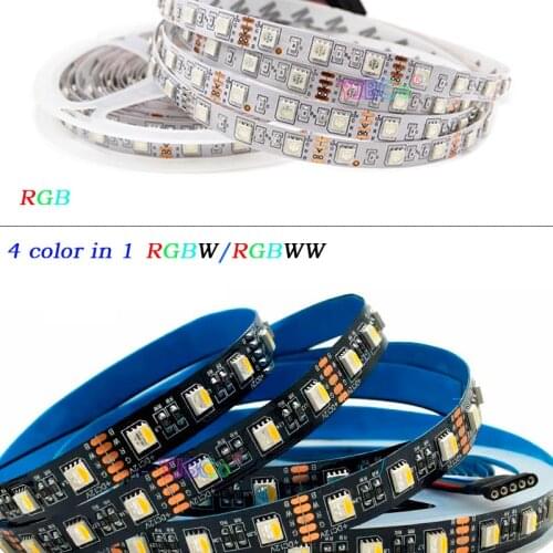 5M 5050 SMD RGB/RGBW/RGBWW LED flexible Strip Light 4 color in 1 led chip Lamp Tape 60leds/m Waterproof IP30/65/IP67 DC12V/24V