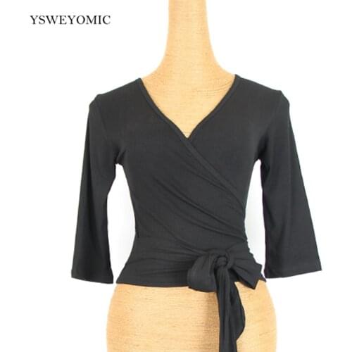 Female Upper Clothing Latin Dance Top Modern Half Sleeve Waltz Standard Latin Ballroom Salsa Dance Practise Tops for Women Y108