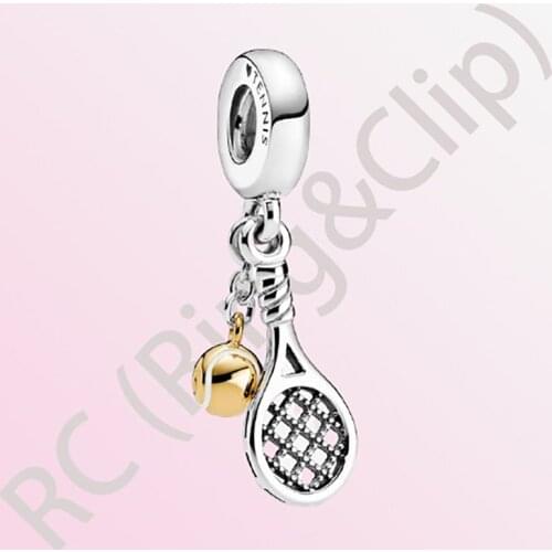 2020 Autumn New S925 Sterling Silver Beads Tennis Racket & Ball Dangle Charms fit Original Pandora Bracelets Women DIY Jewelry