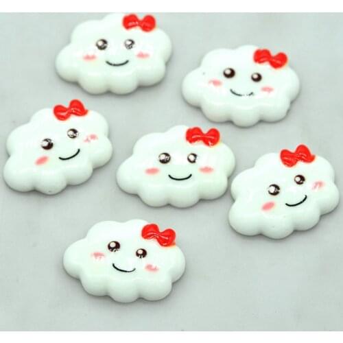 10PCS 17X23mm Red Bows Kawaii Resin Flatback Cartoon Baby Cloud Scrapbooking Embellishments DIY Baby Shower Crafting Materials
