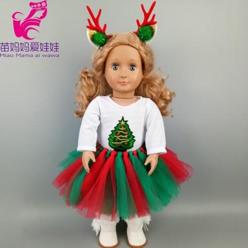 18 Inch Girl Dolls Christmas green tree dress 17 inch Baby Doll Clothes new year tutu Skirts Child Gifts