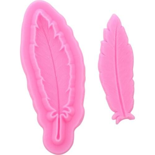 2PCS / Lot Pink Feather Silicone Cake Decorating Mold Soap Sugar Candy Chocolate Cake Molds Fondant Decoration Baking Tools