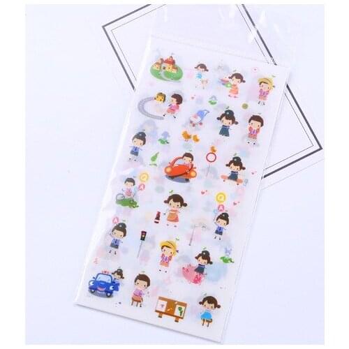 6pcs Cute childhood sticker pvc diy decoration sticker for album scrapbooking stationery sticker gift for kids