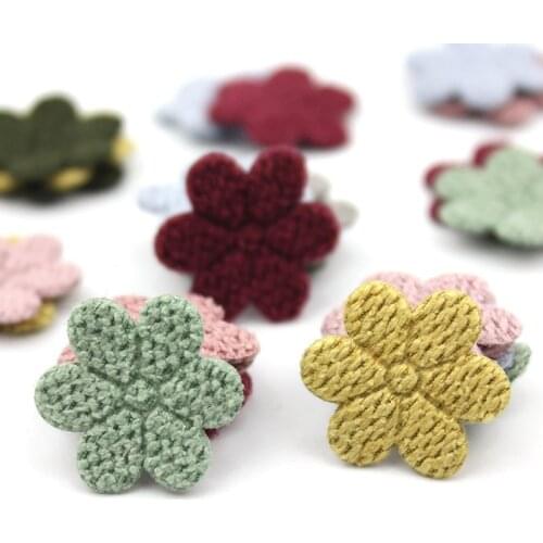 80Pcs 2cm Plum Flower Padded Appliques For Baby crafts headwear Accessories DIY Hair Clips Decoration Sewing Supplies wholesale