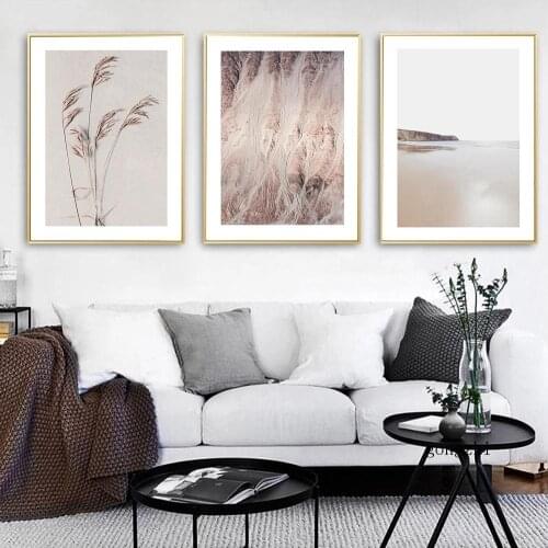 Autumn Wheat Reeds Abstract Poster Nordic Natural Landscape Canvas Wall Art Print Painting Minimalist Picture Living Room Decor