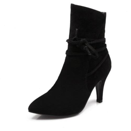 Big Size 9 10 11 12 boots women shoes ankle boots for women ladies boots shoes woman winter Front lacing tapered heel