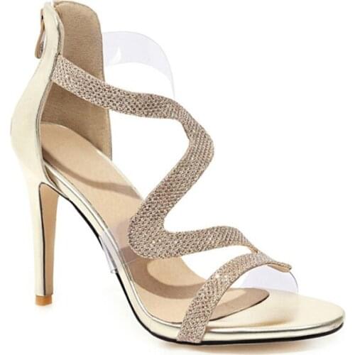 2020 New Fashion Open Toe Stiletto High Heels Glitter Bling Transparent Summer Sandals Night Club Banquet Shoes Womens