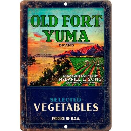 Adkult Old Fort Yuma Brand Vegetables Label 12" X 9" Reproduction Metal Sign N431
