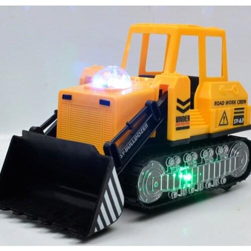 Electric Bulldozer /Excavator Toy Electronic Tracked Engineering Truck Car Model Toys With LED Light & Sound For Boys Kids Gift