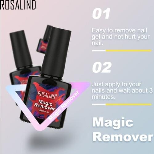 ROSALIND 10ml Nail Gel Polish Magic Remover For Manicure Fast Clean Within 2-3 MINS UV Gel Nail Polish Remove Base Top Coat