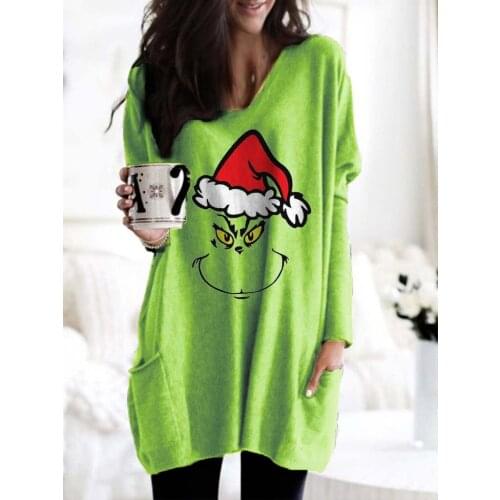 2021 Hot Santa Cap Skirt Green Funny Fashion Tops Christmas Grinch Woman Skirts Casual Cartoon Dress Gifts for Family