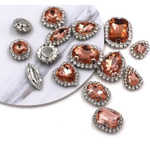 Hot sale Water red mixed shape glass strass flatback sew on crystal button rhinestones for clothing/wedding decoration