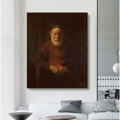Famous Artwork Canvas Poster Old Jewish Man By Rembrandt Wall Oil Portrait Painting For Living Room Bedroom Study Home Decor