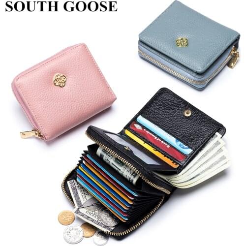 Genuine Leather Wallet Women Casual Short Small Wallets Female Simple Coin Purse Card Holder Practical Wallet with Zipper Pocket