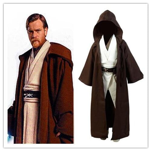 Star Cosplay Wars Kenobi Jedi Costume Child Brown Robe Cloak Pants Suit Halloween Party Costume Fancy Kids Full Suit