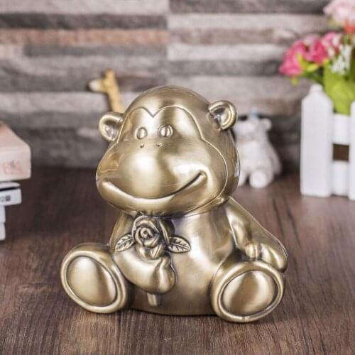 Creative cartoon monkey metal material piggy bank guarda gafas coin bank storage box for save money coin display CXG006