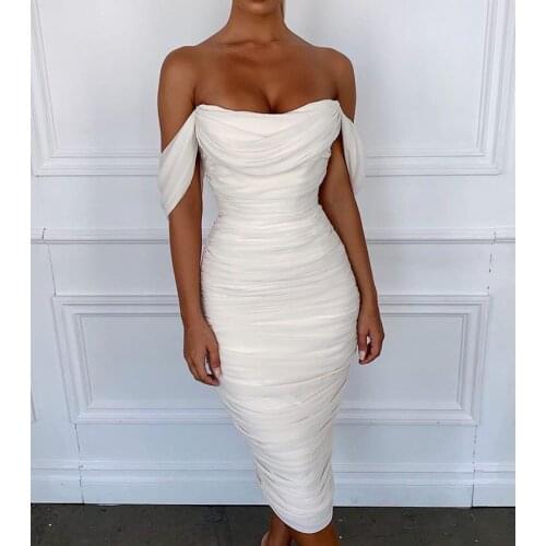 Summer New Woman Bandage Dress 2020 High Quality 8 Colors Off Shoulder Sexy Mini Bodycon Dresses Women Night Party Dresses