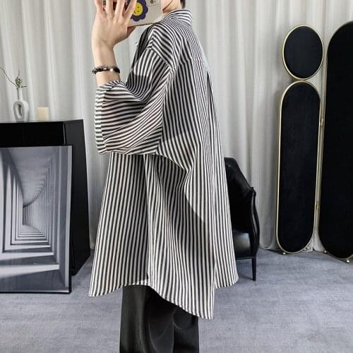 Summer Striped Short-sleeved Shirts Mens Fashion Business Society Mens Shirts Korean Loose Casual Shirts Men Dress Shirts M-2XL