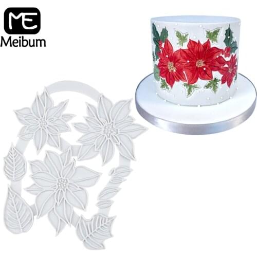 Meibum Christmas Flower Silicone Fondant Cake Mold Pastry Dessert Decorating Tools Chocolate Sugarcraft Gumpaste Baking Mould