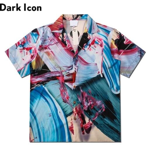 Dark Icon Abstract Print Mens Polo Shirt Street Vintage Shirts for Men Hawaiian Shirt Man