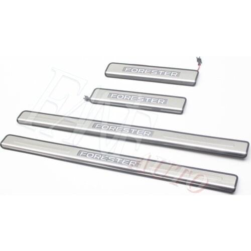 Stainless Steel Led Door Sill Scuff Plate Guard Sills Protector Trim For Subaru Forester SH SJ 2008-2018