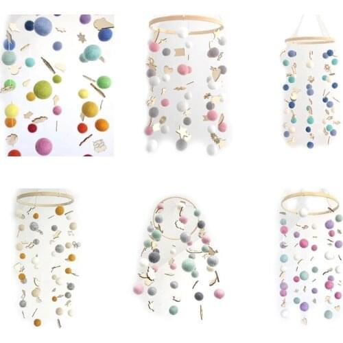 New Round Rainbow Hair Ball Wind Chimes Bed Bell Home Children Room Decoration Hanging Decor Baby Toys