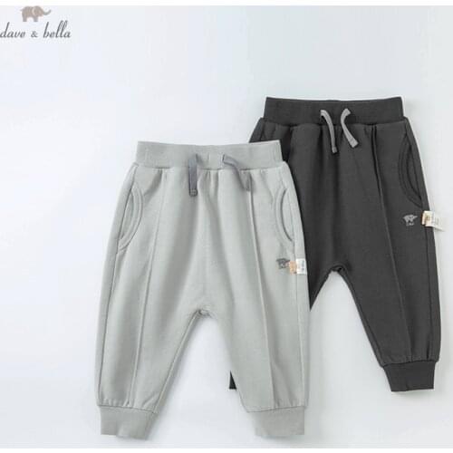 DBX19049 dave bella autumn baby boys fashion solid pockets pants children full length kids boy pants infant toddler trousers
