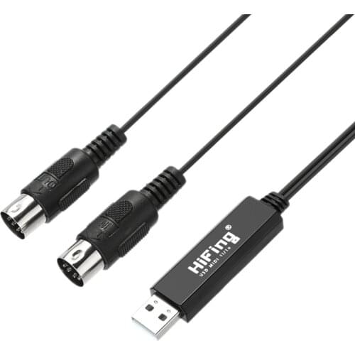HiFing USB IN-OUT MIDI Interface Converter/Adapter with 5-PIN MIDI Cable for PC/ Laptop/ Mac to Music Keyboard Adapter Cord