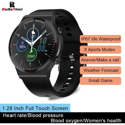 Rollstimi 2021 Lady Smart Wristband IP67 Waterproof Bluetooth call Blood Pressure Fitness Heart Rate Monitor Smart Watch For Men
