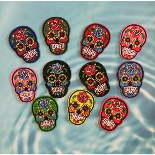 Garment accessory iron-on embroidery flower skull animal cartoon patches for clothing PA-17
