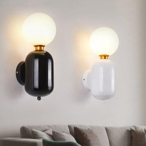 SGROW Modern Metal Base LED Lampara de techo for Bedroom Kitchen Dinning Room Light Glass Ball Lampshade Light Fixture Wall Lamp