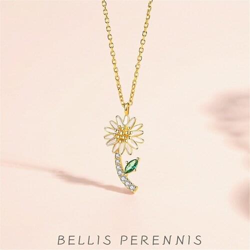 Vintage Sterling Jewelry Daisy Zircon Long Chain Pendants Necklaces Sterling Choker Necklace For Women Girls