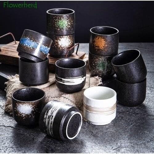 Japanese Style Ceramic Tea Cup Coffee Cup Teaware Kung Fu Tea Set Cup Porcelain Retro Stackable Cup Matcha Underglaze Cup