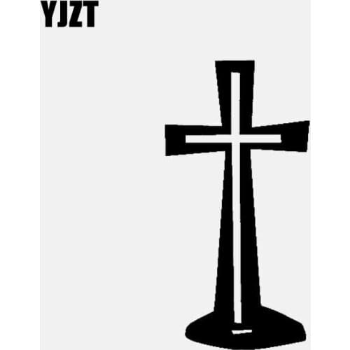 YJZT 6.1CM*12.7CM Christian Cross Vinyl Decal Car Sticker Black/Silver C3-1472
