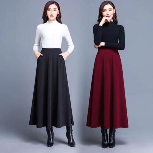 2021 New Spring Autumn Womens Skirt High Waist Slim Elastic Versatile Medium Length Skirt Girls Commute Work Red