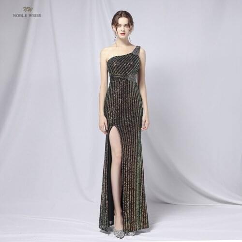Prom Dresses One-Shoulder Sequined Dresses Woman Party Night Floor-Length Mermaid Prom Dress