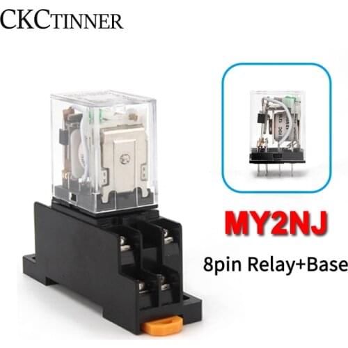 1pcs Intermediate relay HH52P MY2NJ Plug-In Relay DC AC12v 24v AC110v 220v 380V 5a Silver Contact PYF08A 8pins Relay Socket