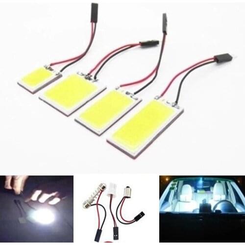 100X 21 24 36 48 SMD COB Chip 12V Dome Light With T10 Festoon Ba9s Adapters White Car Vehicle LED Panel Lamps
