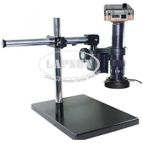 10X-180X 1080P 60F/S Full HD HDMI Video Industry Microscope Camera System Support C-Mount Lens +144 LED Ring Light +Stand Set