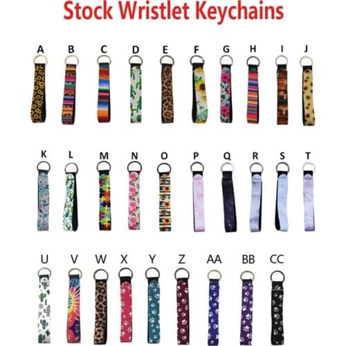 200Pcs/Lot New Style Neoprene Wristlet Strap Keychain Lanyard ID Badge Holder Factory Wholesale