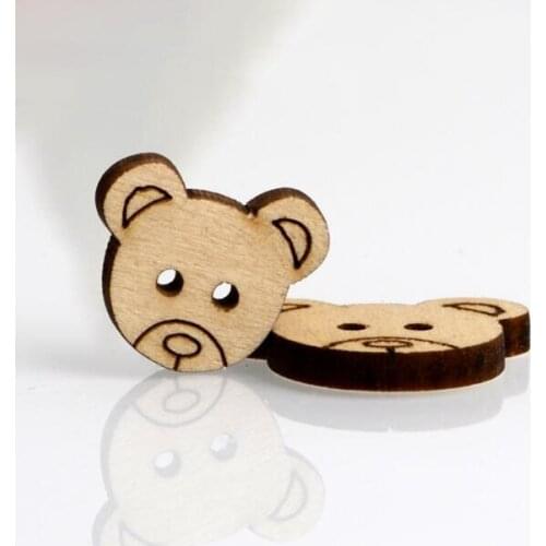 2018Promotion Time-limited Botones Scrapbooking 50pcs Cute Cartoon Bear Head Wooden Buckle Log Color Manual Diy Sweater Button