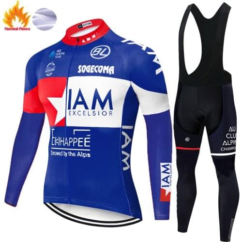2020 Pro Team IAM cycling jersey Men Winter Thermal Fleece Long Sleeve cycling set men bycicle Suit Outdoor Bike pants