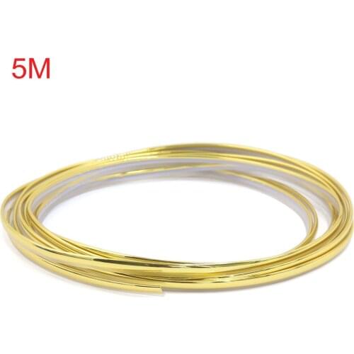 5M Car Interior Trim Decorative Strip Line Gold Tone Stickers Dashboard Door Edge Car Moulding Styling Accessories Goods