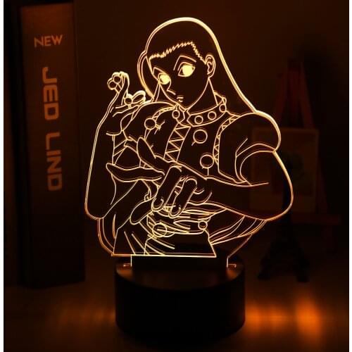 Acrylic Led Night Light Anime Hunter X Hunter Bedroom Decor Light for Kid Child Birthday Gift HXH Illumi Zoldyck Figure 3d Lamp