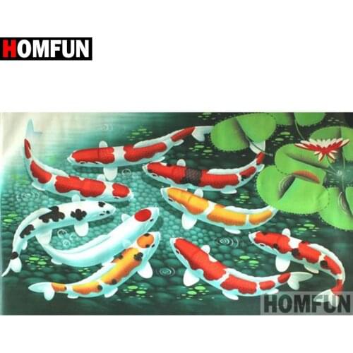 HOMFUN Full Square/Round Drill 5D DIY Diamond Painting "Fish landscape" Embroidery Cross Stitch 5D Home Decor A18050