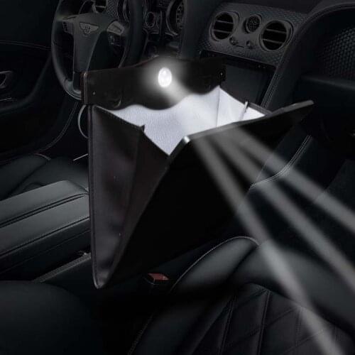 Car Trash Can AUTO Seat Back Hanging Storage Box Hidden Folding Storage Bag Multifunctional LED Light Trash Bag