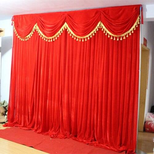 Velvet Curtain 3*3m Party Stage Backdroung Curtain Performance Stage Backdrop Curtains with Tassel Swags For Wedding Deaoration