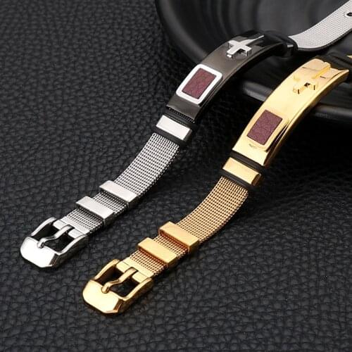 10mm 8.5'' Fashion new stainless steel Adjustable wrist strap bracelet Bangle gold Punk Hip-Hop boy mens bling XMAS GIFT