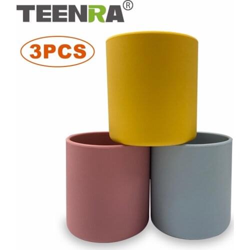 TEENRA 3Pcs Baby Silicone Water Cup Baby Learn To Drink Cup Kids Feeding Cup Food Grade Silicone Toddlers Drinking Tableware