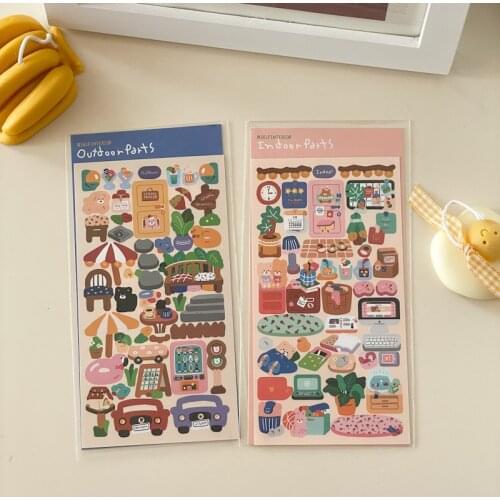 Cute Bear Decorative Stickers Scrapbooking DIY Material Stick Label Diary Album Collage Journal Kawaii Stationery Sticker